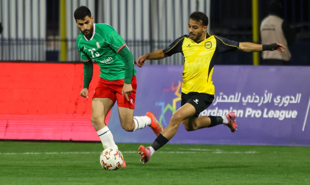 الحسين إربد ينتصر على الوحدات بهدفين دون مقابل ليعتلي صدارة الدوري ب٣٤ نقطة