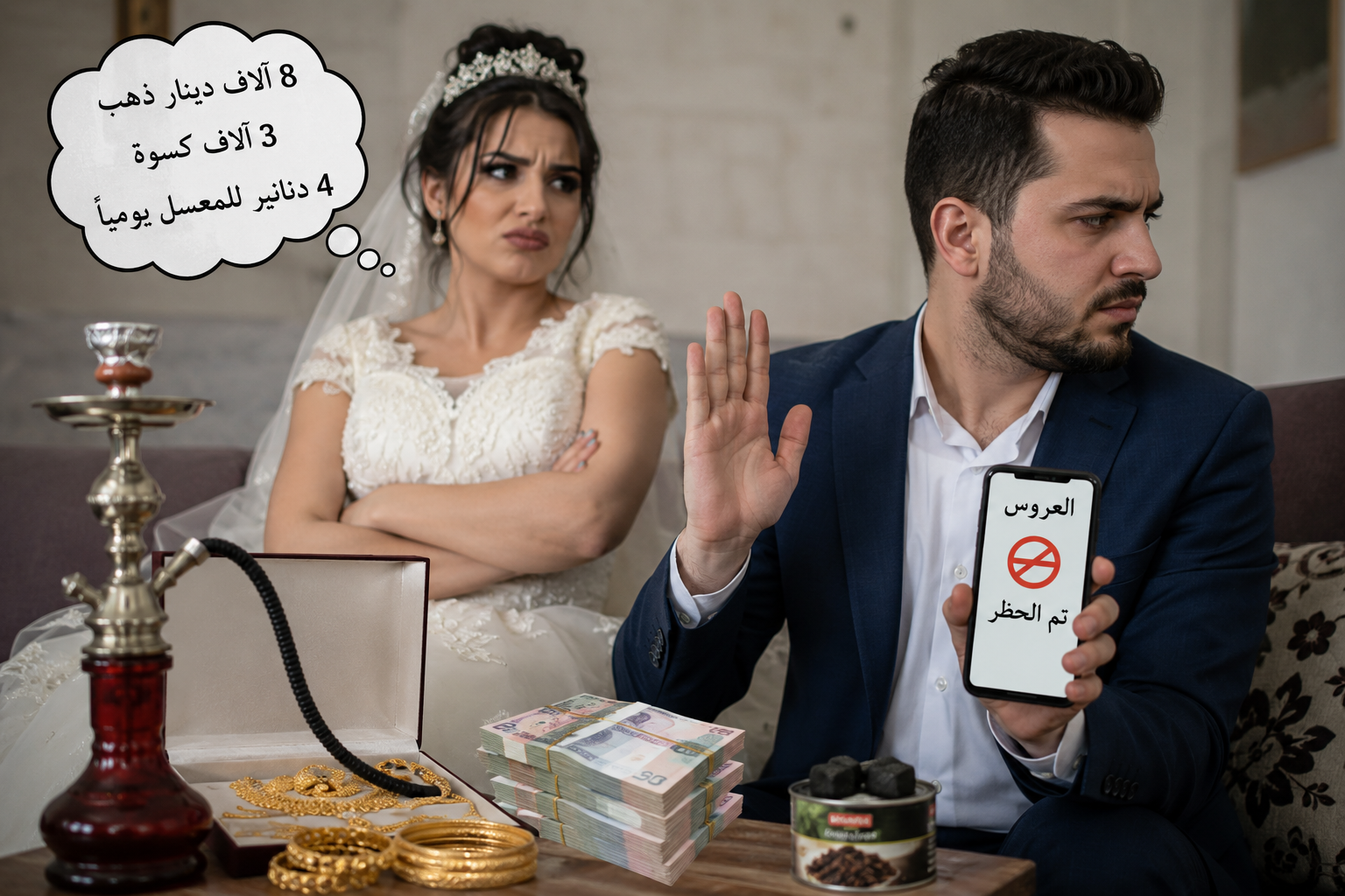 عروس أردنية تشترط مصروفاً يومياً للمعسل.. وعريس ينهي العلاقة بـ"بلوك"